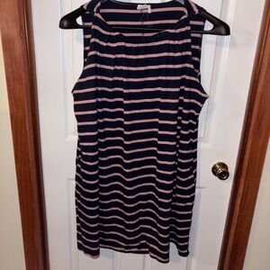 Simple Navy and Pink Striped Tank Dress
